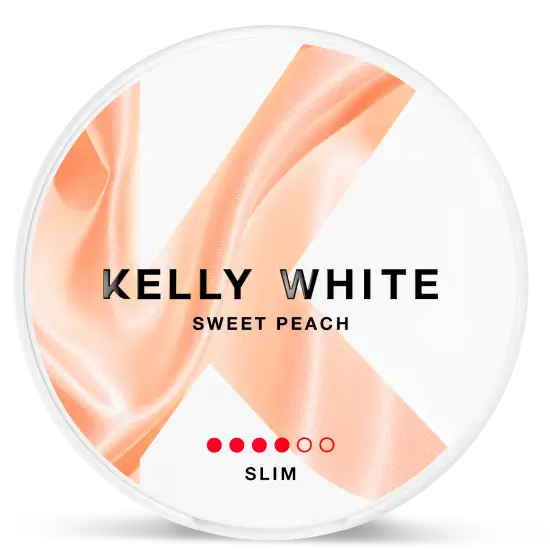 Kelly White Sweet Peach Slim Strong nicotine pouches