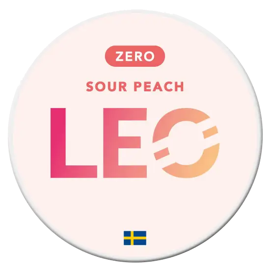 LEO Sour Peach Zero nicotine pouches